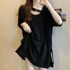 Women's Plus Size Medium-Length Short-Sleeve T-Shirt, Loose Slimming Fit with Drop Shoulder Sleeves - Summer Base Layer Top