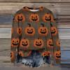 Women's Fashion Printed Long Sleeve Loose Round Neck Sweatshirt Top Fall