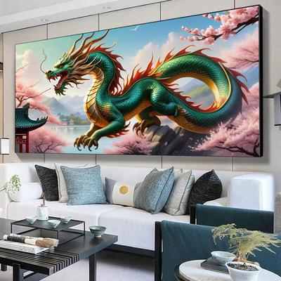 Groot Formaat Diamant Schilderen Chinese Draak Diy Volledig Vierkant Rond Boor Strass Borduurwerk Dieren Mozaïek Kruissteek Kits Muur Decor