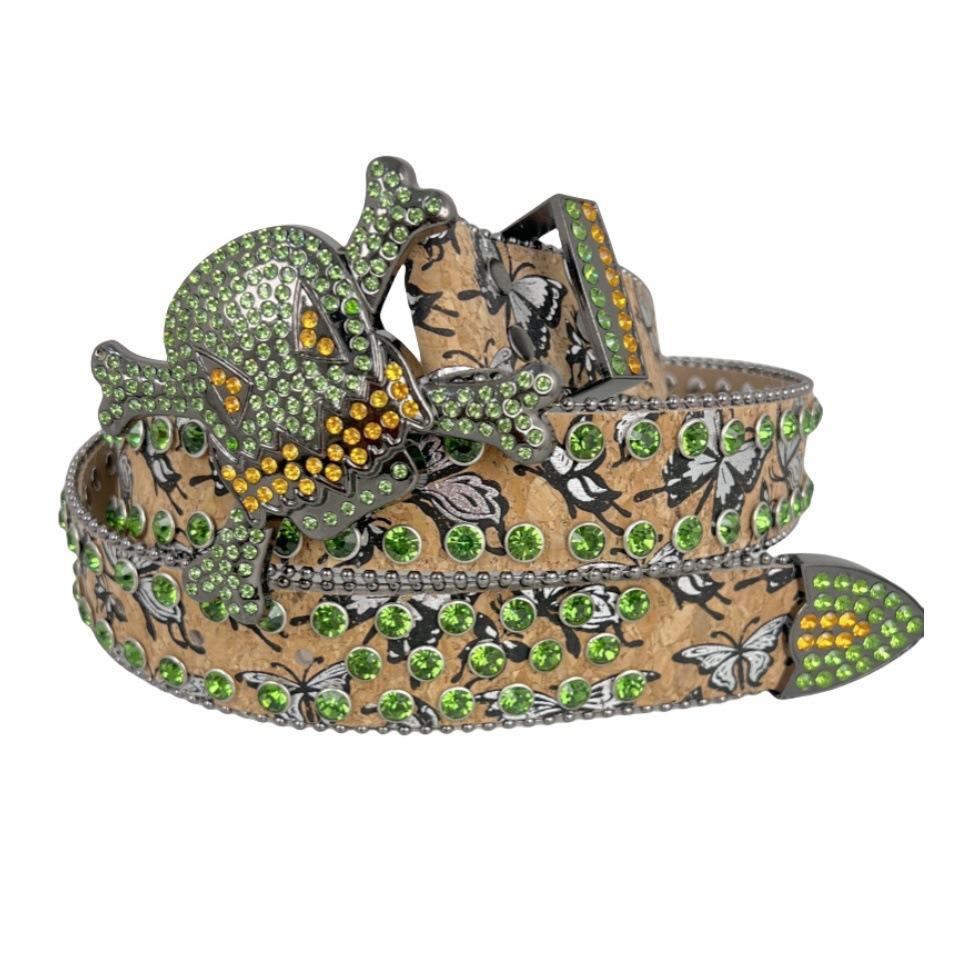Punk Skull Belt Hip Hop Style Inlaid with Rhinestone Print Hot Girl Style Rock Fashion Decoration Belt