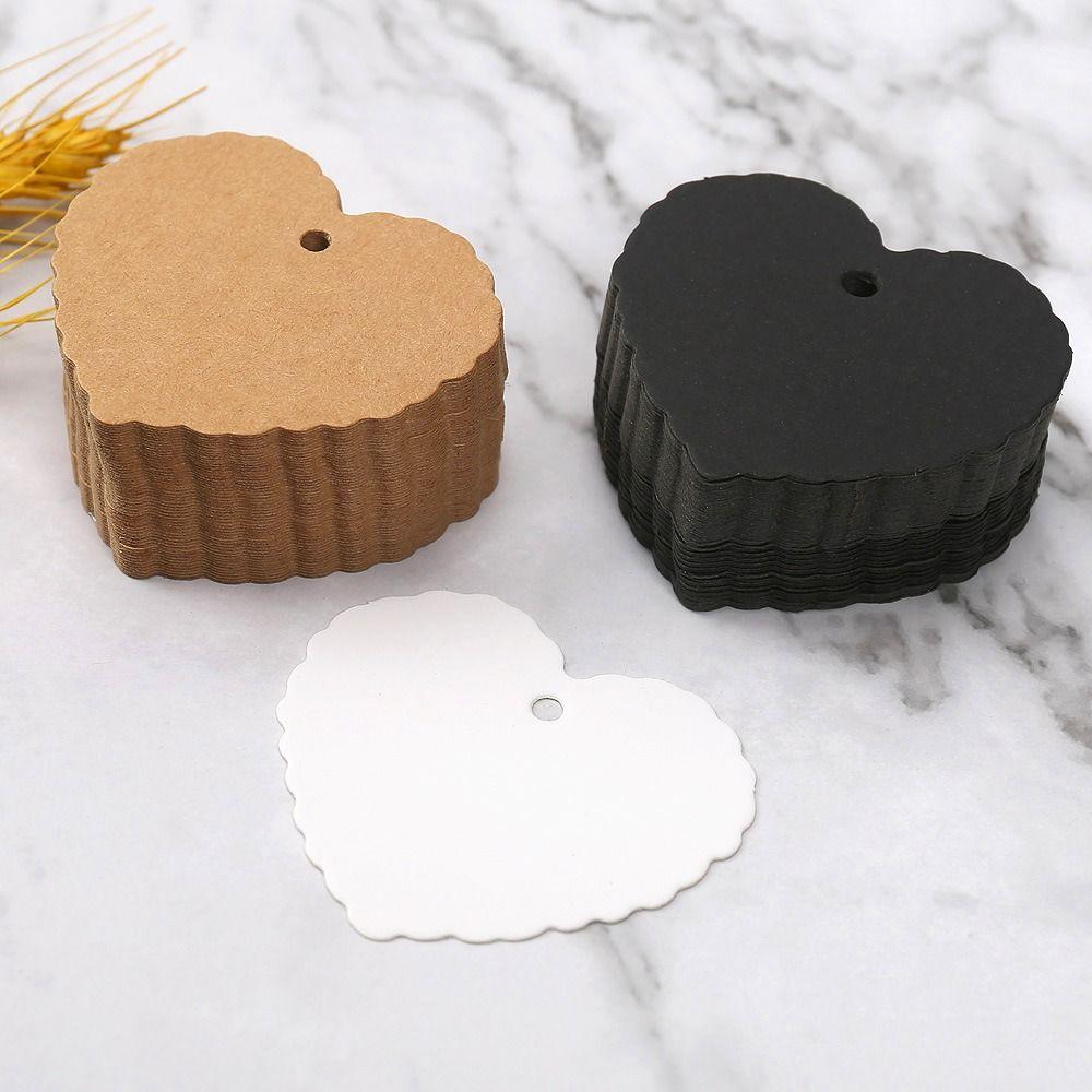 100pcs Heart Shaped Cards Gift Labels Kraft Paper Price Tag Craft Hang Tags  Happy Valentines Days