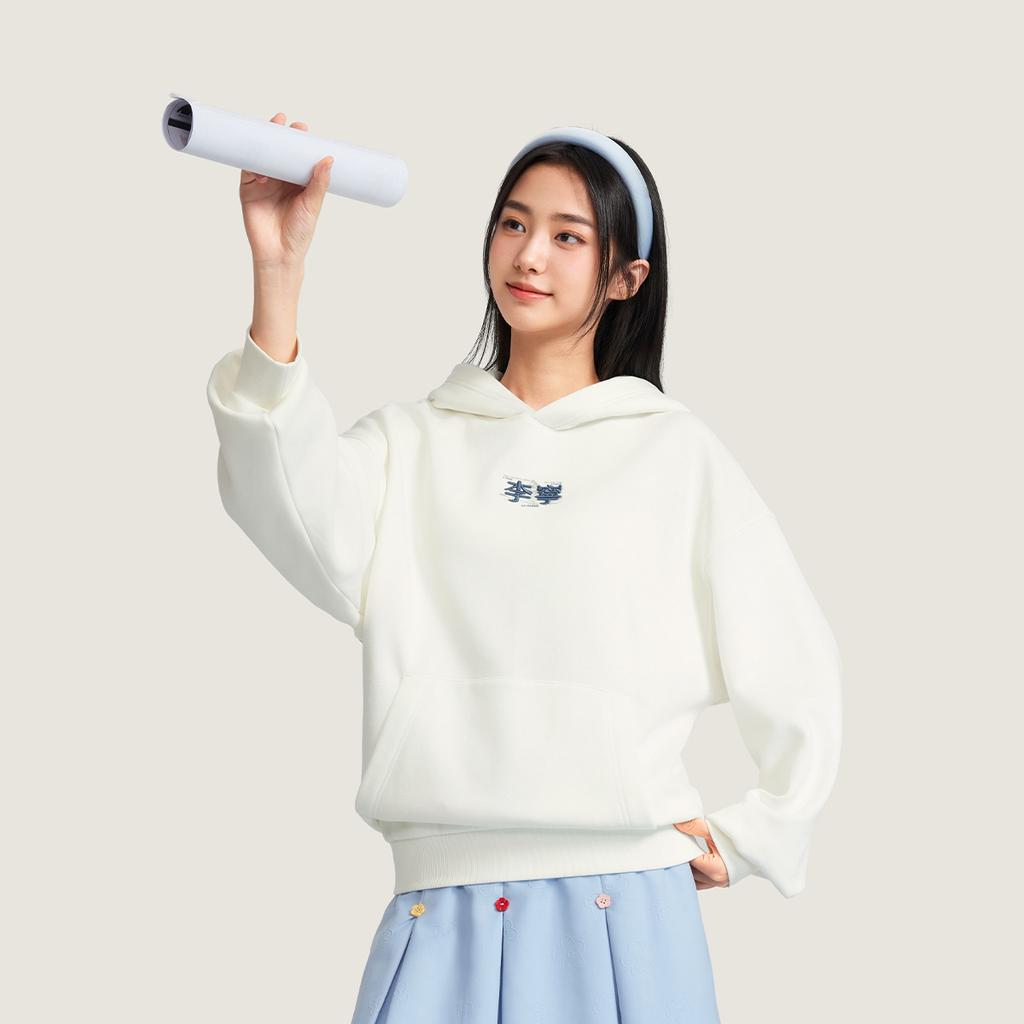 Li Ning Sports Lifestyle Series Simple Hooded Pullover Versatile Fleece Loose Thick Sweatshirt Men Sweatshirt AWDVJ15-1