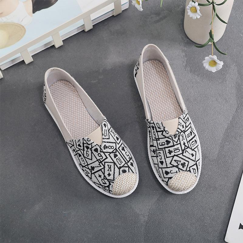 

Женские парусиновые лоферы без шнуровки с низким верхом, модные легкие повседневные парусиновые туфли на плоской подошве с принтом граффити для женщин, удобные дышащие прогулочные туфли 41