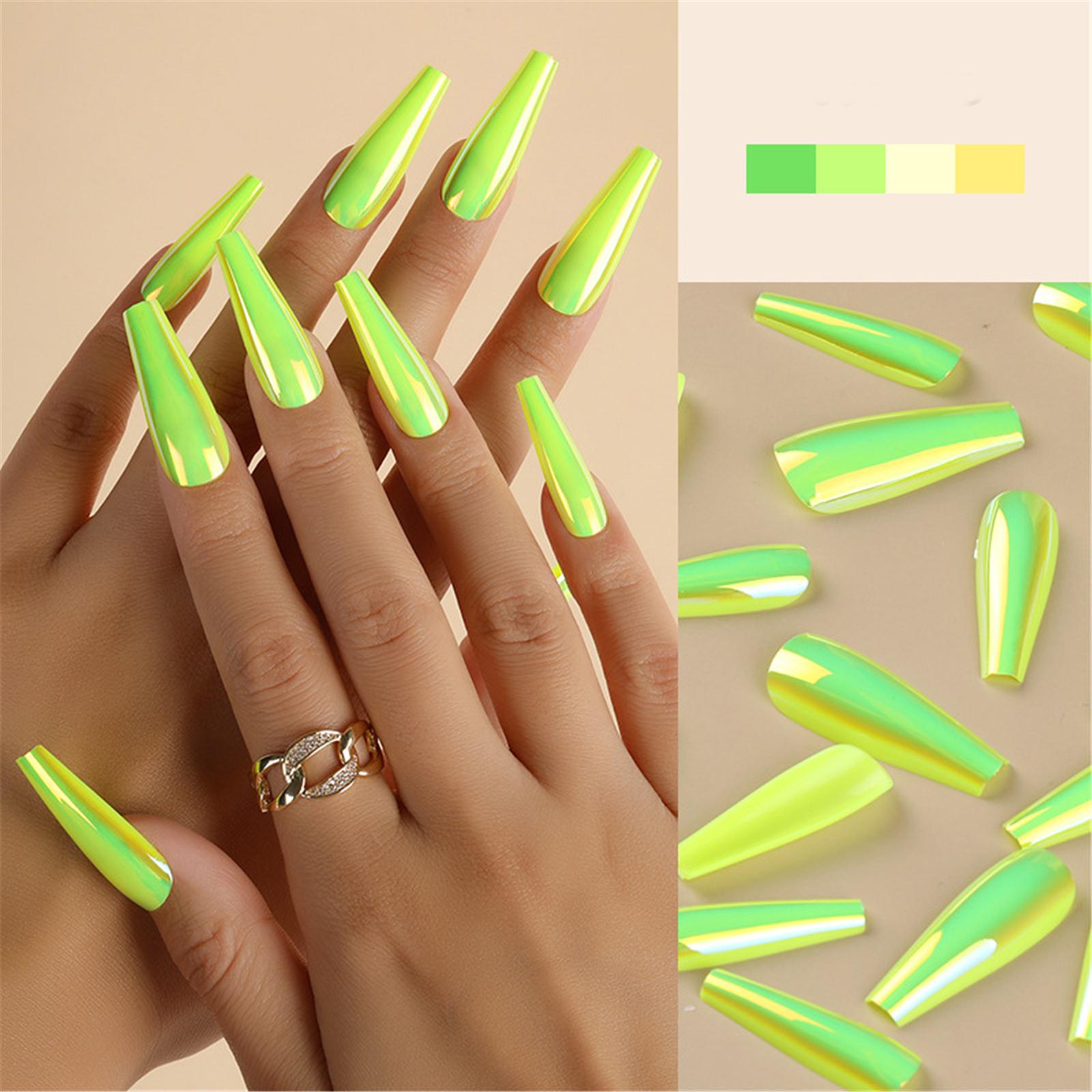 

Длинные накладные ногти-балерины Флуоресцентные ногти-гробницы Полное покрытие накладных ногтей Искусственные ногти Съемные накладные ногти N