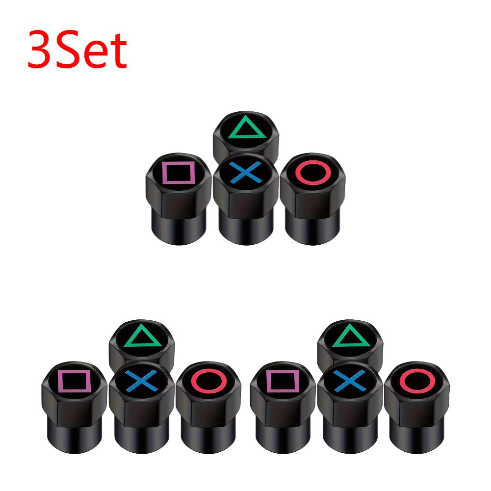 4-40Pcs Car Wheel Tire Valve Caps Dustproof Game Button Symbol Tyre Stem Air Cover Aluminum Tire Valve Caps Car Styling