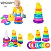 Jenga Rainbow Color Ring Stacking Tower Duck Tub Play Toys Baby Development