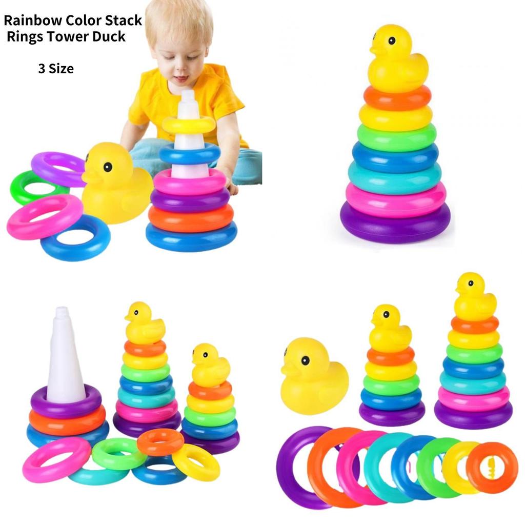 Jenga Rainbow Color Ring Stacking Tower Duck Tub Play Toys Baby Development