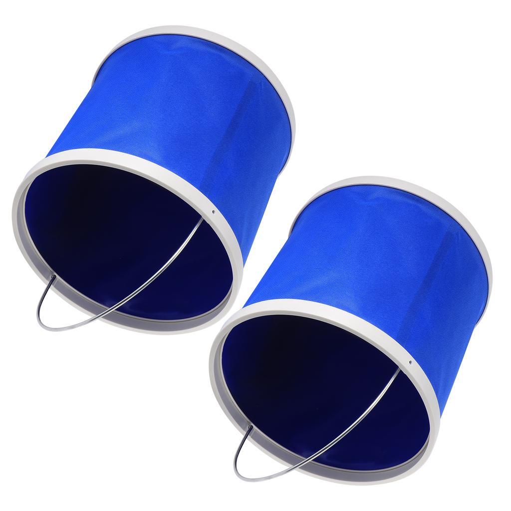 2Pcs Blue 9L Collapsible Bucket Portable Folding Bucket Water Container for Camping Hiking