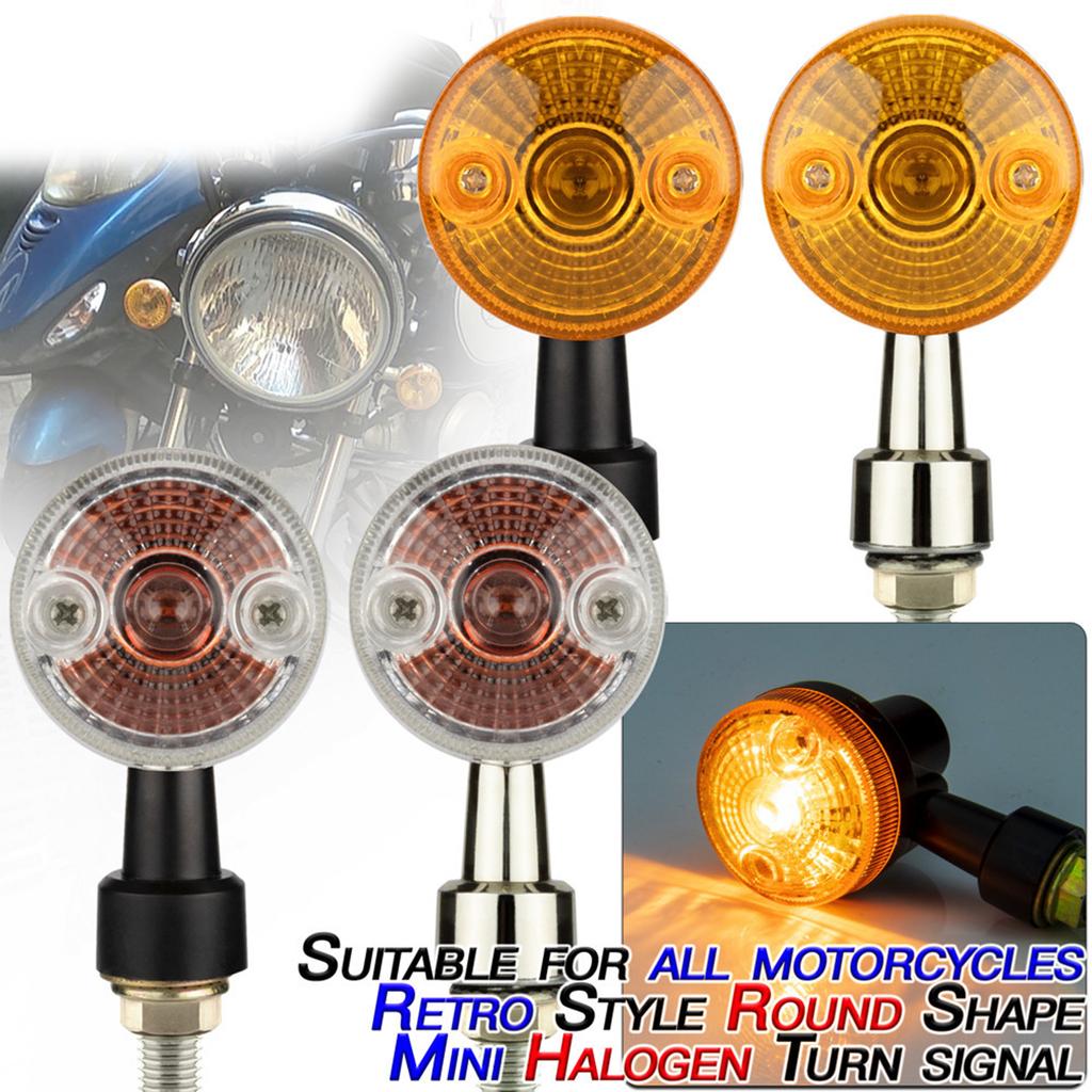 2 Stück Motorrad-Blinker für GN/CG125 Universeller Ersatz Vintage Runde Blinkerlampe Bernstein Blinker