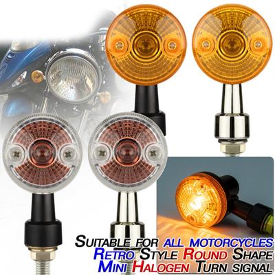 2 Stück Motorrad-Blinker für GN/CG125 Universeller Ersatz Vintage Runde Blinkerlampe Bernstein Blinker