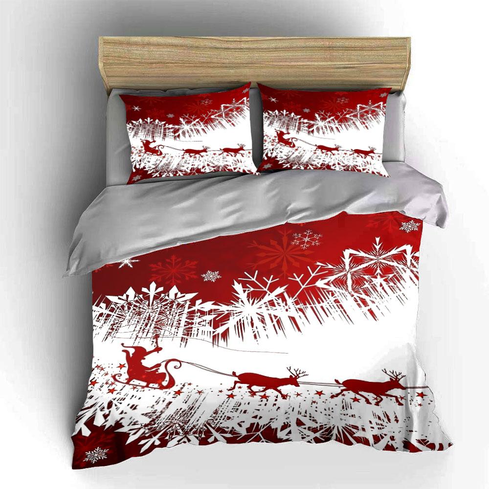 Christmas Santa Sleigh Bedding Set Bedding Duvet Cover Set Duvet Cover Pillowcases (1 * Duvet Cover 2 * Pillowcases, without duvet insert)