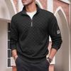 Men's Fleece Half-Zip Plaid Stand Collar Pullover Hoodie Jacket