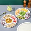 Reusable Round Divided Food Storage Tray BPA-Free Plastic Portable Dinner Plate for Diet Control Meal Prep
