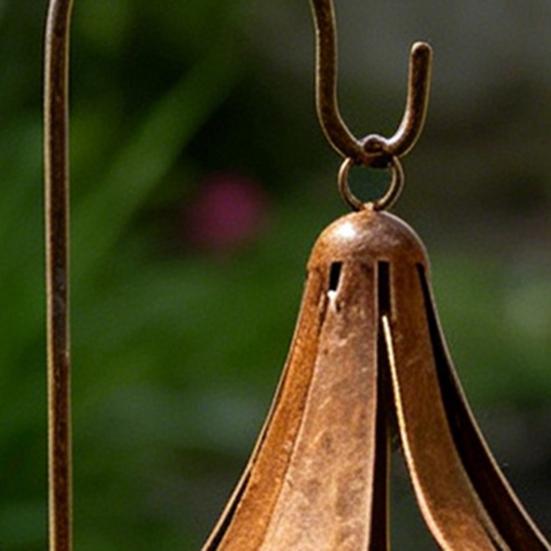 Doppelglocken Gartenstab Rustikales Windspiel Hofkunst Outdoor Eisen Windglockenstab für Rasen Hof Terrasse Gartenweg Dekor