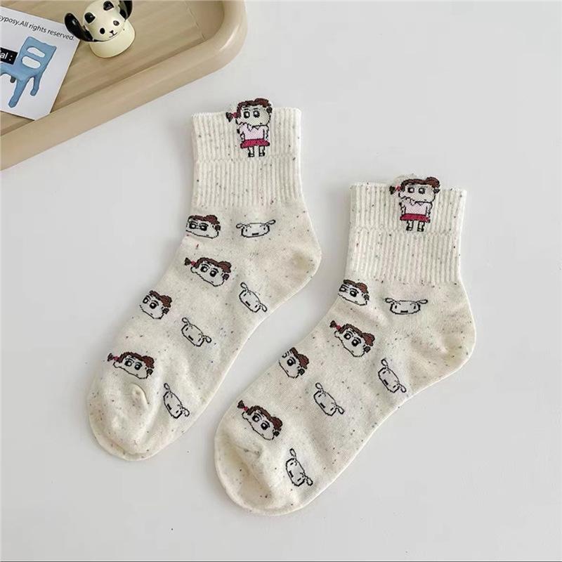Women's Cute 3D Anime Mid-Tube Cotton Socks - Trendy Sports Design