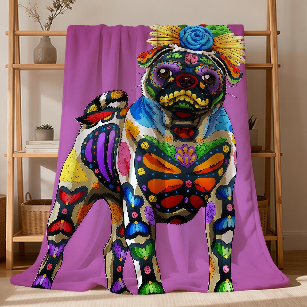 fashion Day of the Dead Dog Corgi Art Flannel soft warm plush blanket sofa living room pet hogar bedroom gift home Car portable
