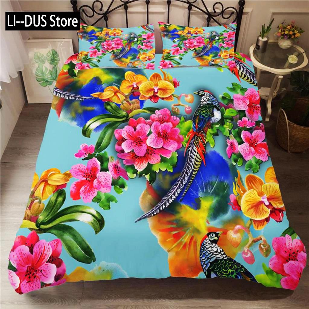 Flower Duvet Cover Set White Butterfly Flower Pattern Fantasy Purple Background Bedding Set Flower Theme King Size Quilt Cover