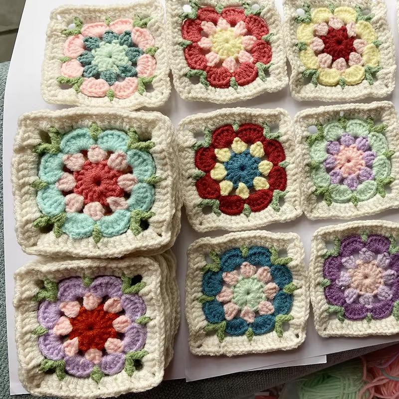Random Color DIY Crochet Multicolor Coasters Square DIY Creation For Sewing Clothes Lace Blankets Decoration Handmade Cup Pad
