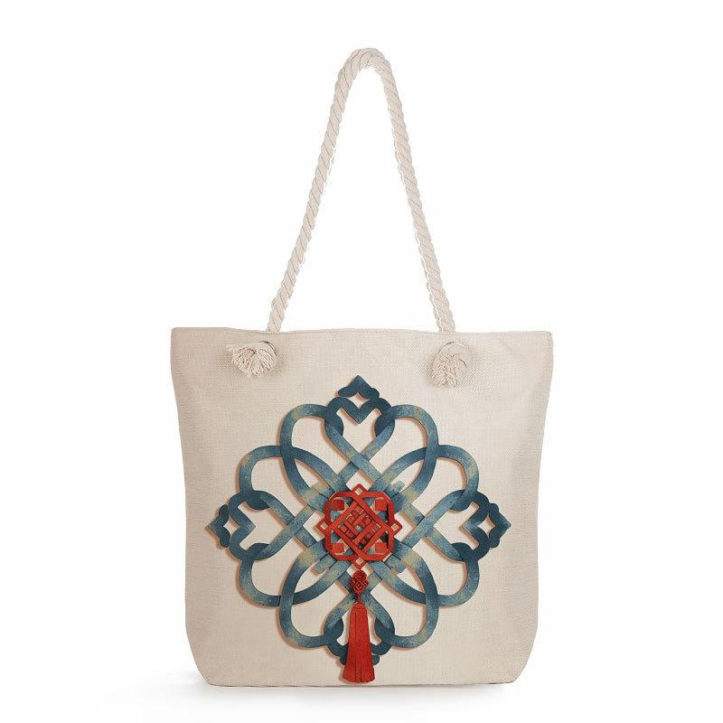 Chinesisches Knotenmuster dicke Seil-Einschulter-Strandtasche 7350 KTB