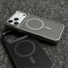 Honeycomb Mesh Heat Dissipation iPhone 17 PM Case, Apple 16 Pro Metal Lens, Magnetic Absorption for iPhone 15 P