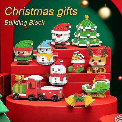 Merry Christmas Toy Tree Building Clamping Blocks Bricks Christmas Village Toys Gift Decorations Figurine for Diy Christmas Gift