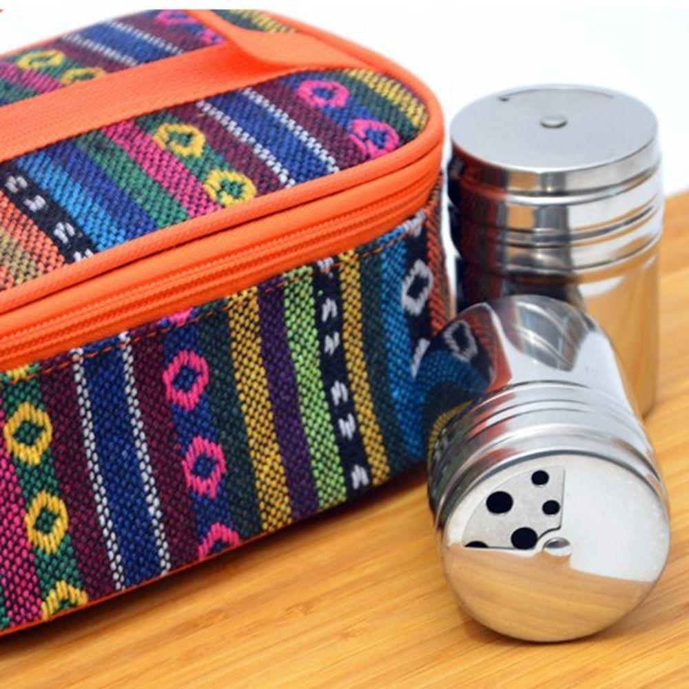 1/2/3/5pcs Portable Camping Seasoning Kit Mulistyles PET/Stainless Steel Clear Seasoning Bottles