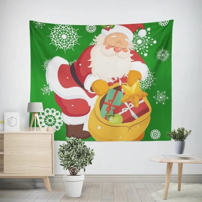 Cartoon Weihnachtsmann Muster Wandteppich Zuhause Schlafzimmer Wohnzimmer Wanddekoration Weihnachts-Themen Wandteppich