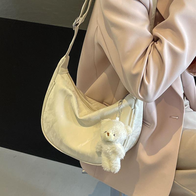 Large Capacity Bag Women's New Fashion Shoulder Messenger Bag Commuter Solid Color Tote Bag