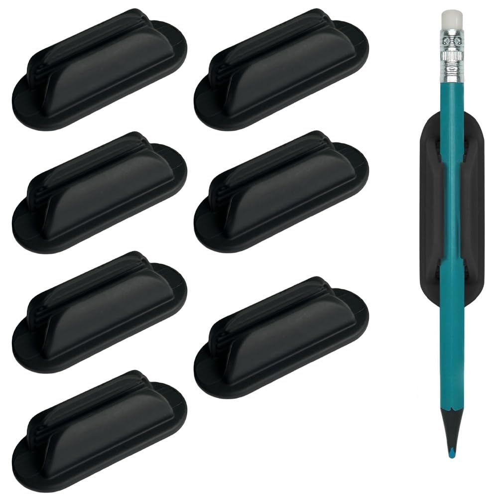 

Set of 7 Stick-On Pen Holders with Silicone Pen Clips, Non-Slip, and Sticky Design, Perfect for Single Pencils, Prevents Loss, and Organizes Pencils