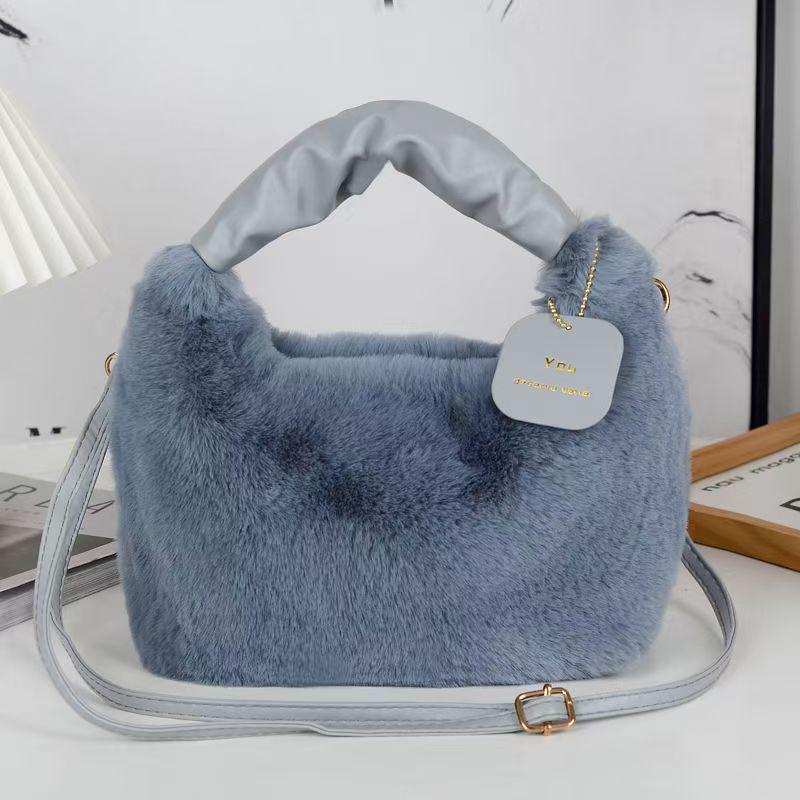 

Шикарная плюшевая сумка кроссбоди в корейском стиле - Городской минималистичный повседневный дизайн серый