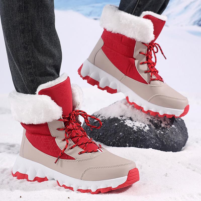 Plush High-top Women's Snow Boots Warm Cotton Shoes Winter Outdoor Walking Shoes Winter Hiking Sneakers