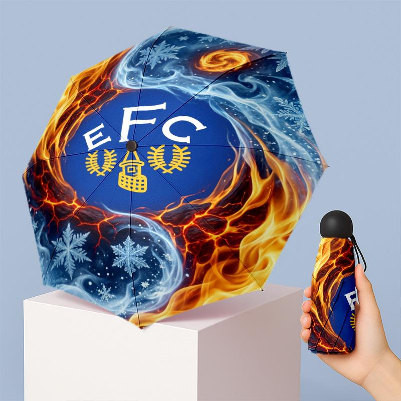 Everton Football Pattern Printed Mini 5 Folds 8 Ribs Compact Umbrella Windproof Waterproof Lightweight Portable Folding