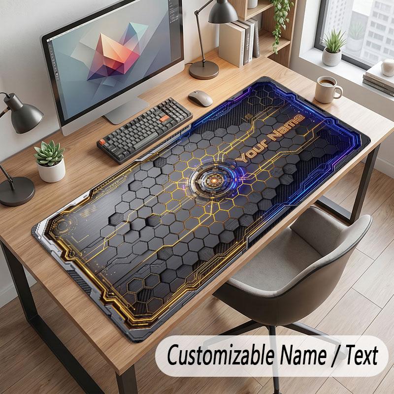 Abstract Geometric Theme Customized Mouse Pad Personalized Print Name Text Desk Mat For Home Office Table Decor