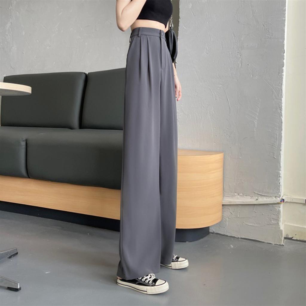 Dámský ležérní jednobarevný oblek na jaro a léto pro každodenní dojíždění, široké kalhoty