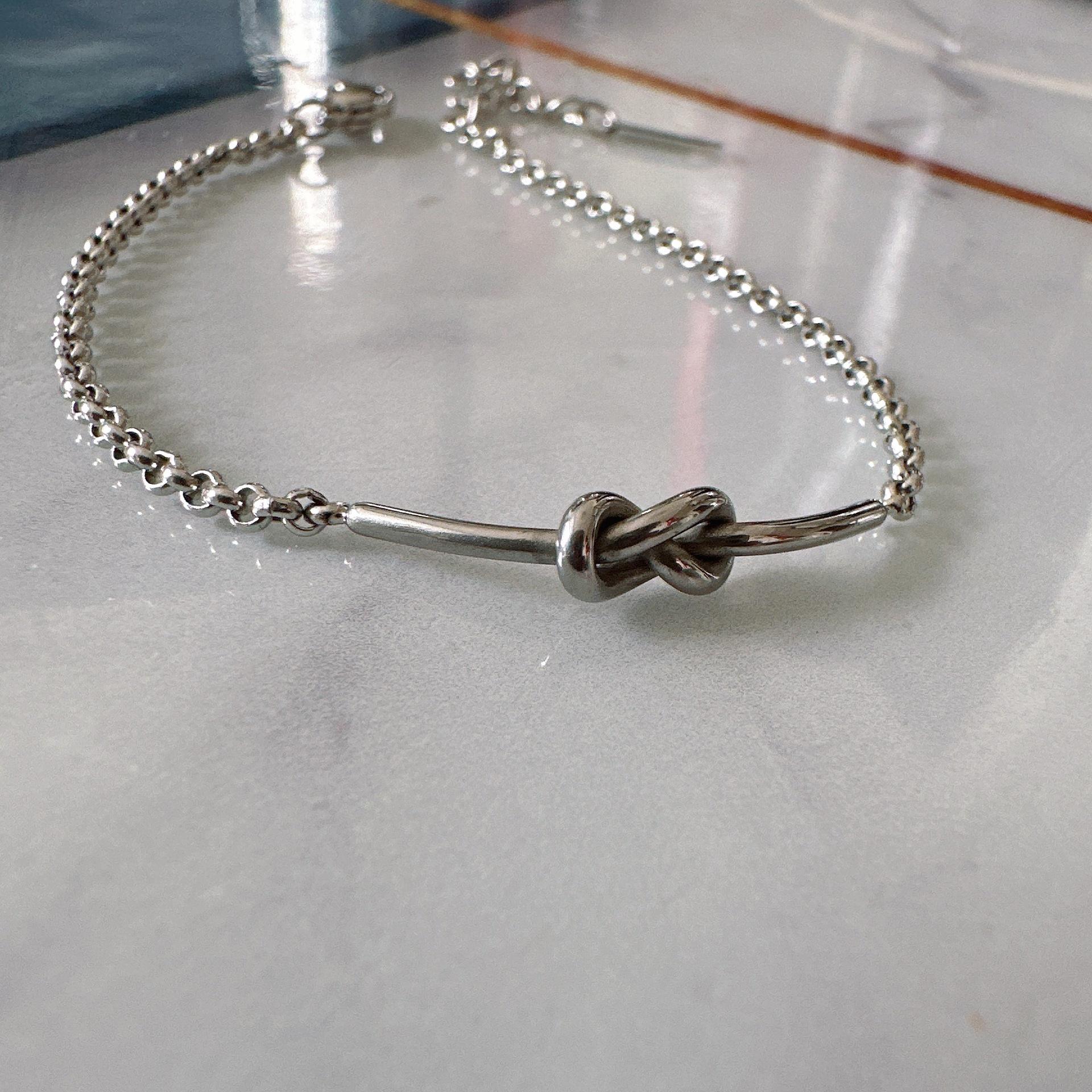 Korean Titanium Steel Rope Knot Bracelet for Women - Elegant Niche Design Pendant
