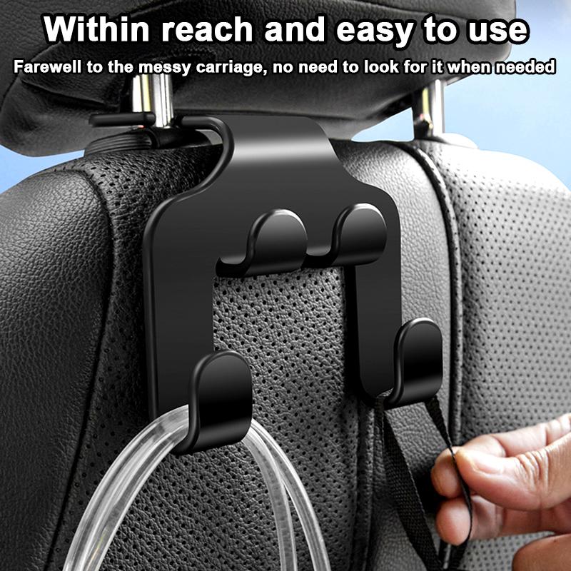 4pcs Multifunctional Car Seat Back Hook Double Head Phone Hanger Headrest Hanging Bag Storage Hanger Car Interior Accessories