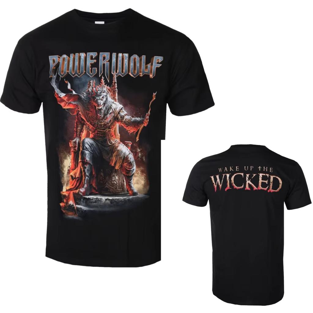 2026 Fit Letní Bavlna s Grafikou Powerwolf Tričko Unisex Letní Krátký Rukáv Módní Harajuku Hip Hop Punkové Tričko Y2K Streetwear Oversized Tričko