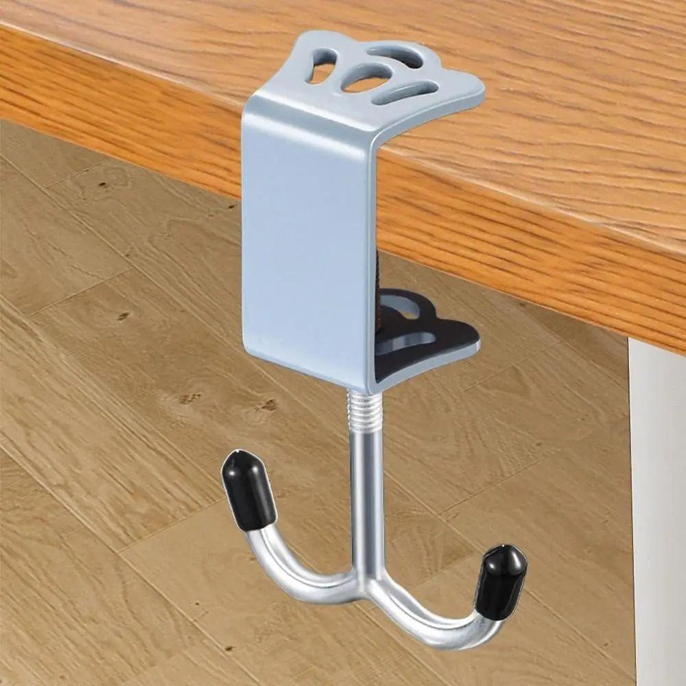 New Double Hooks Desk Side Hook Hanging Punch-free Backpack Holder Portable Removable Handbag Rack