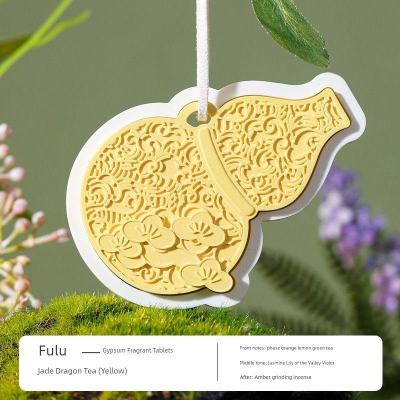 New Arrival Fulu Car Aromatherapy Pendant Indoor Fragrant Stone Solid Hanging Piece Gift Wardrobe Aromatherapy Stone Fulu [Yellow] Jade Dragon Tea Fragrance