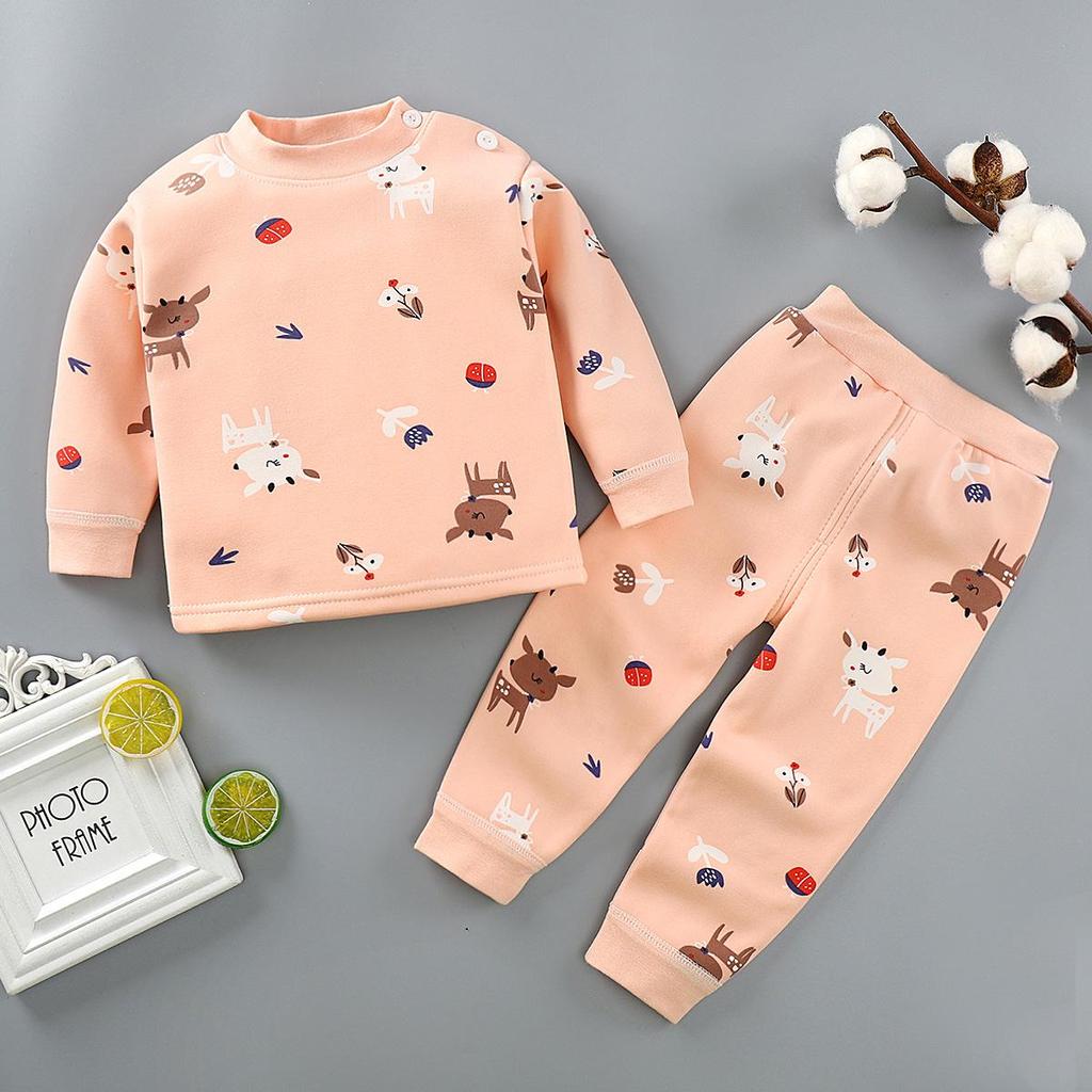 Baby Thermal Underwear Set: Plush, Thickened Pajamas for Boys & Girls