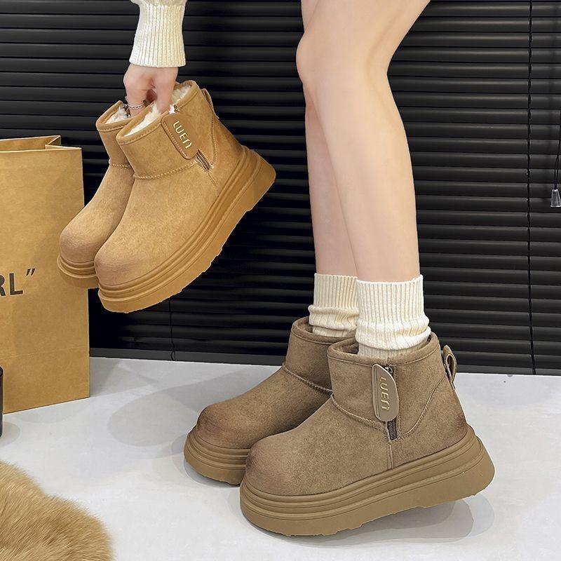 Snow Boots Women's Winter New Velvet Thickened Outdoor Thick-soled Fur Integrated Warm Cotton Shoes Women's