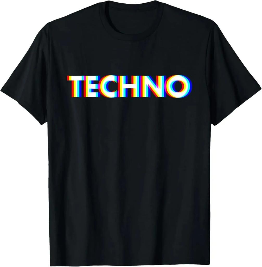 Techno Music Optical Illusion Glitch Trippy Edm Rave Tshirt Vintage Unisex Clothes Y2k Top Ropa De Mujer
