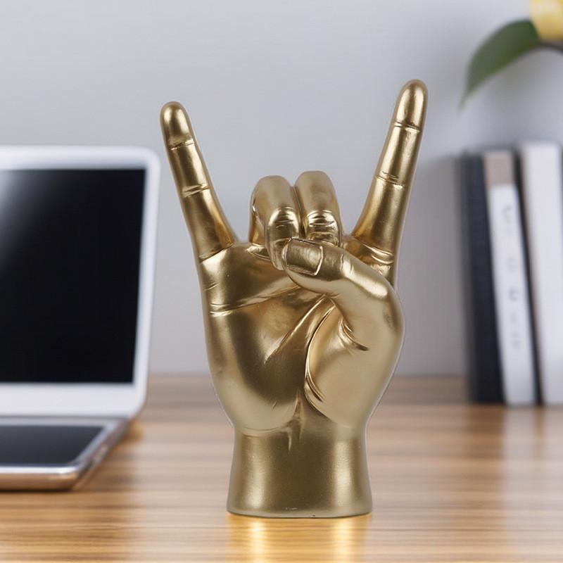 Rock Hand Gesture Resin Art Decor For Home Office Bar Lounge Gift Idea