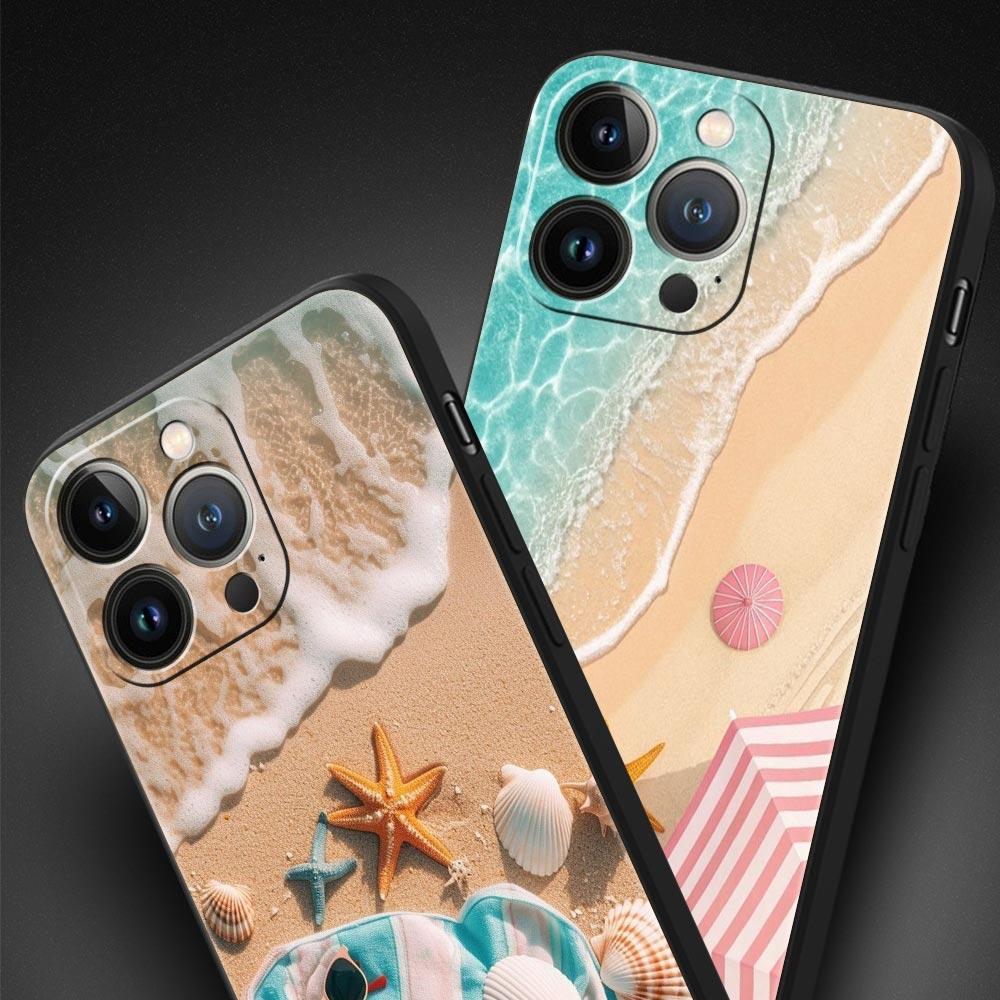 Summer Beach Phone Case Cover for iPhone 17 16 15 14 13 12 11 Pro Max 17 Air Plus Shockproof Soft TPU Shell Fundas Capas Coque