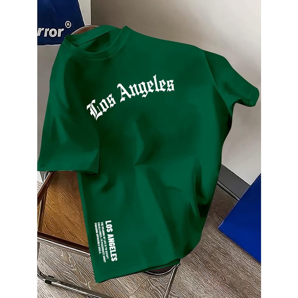 

Men s Summer Los Angeles Fashion Letter Print Loose Casual Comfortable Cotton Round Neck Short Sleeved T Shirt Top XL