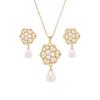 Pearl Necklace Women'S High-End Light Luxury Inlaid Zircon Earrings Necklace Set Jewelry