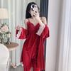 1011 New Golden Velvet Pure Desire Wind Suspender Nightdress Women's High-end Sense Nightgown with Chest Pad Two-piece Loungewear
