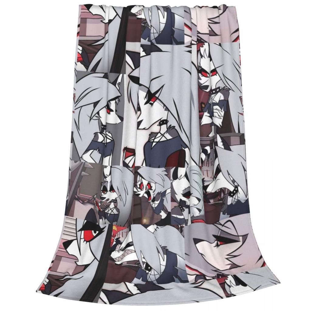 Shy Loona Flannel Throw Blankets Helluva Anime Blanket for Home Bedroom Soft Bedspread