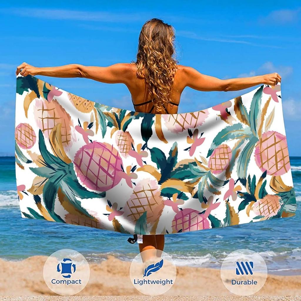 Serviette de plage en microfibre pour adulte, serviette légère extra large à séchage rapide pour la natation, les sports, la plage, la salle de sport