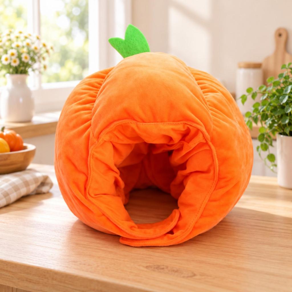 Soft Pumpkin Headpiece OneSize 3D Head Cover with Leaf Detail Headwear for Stage